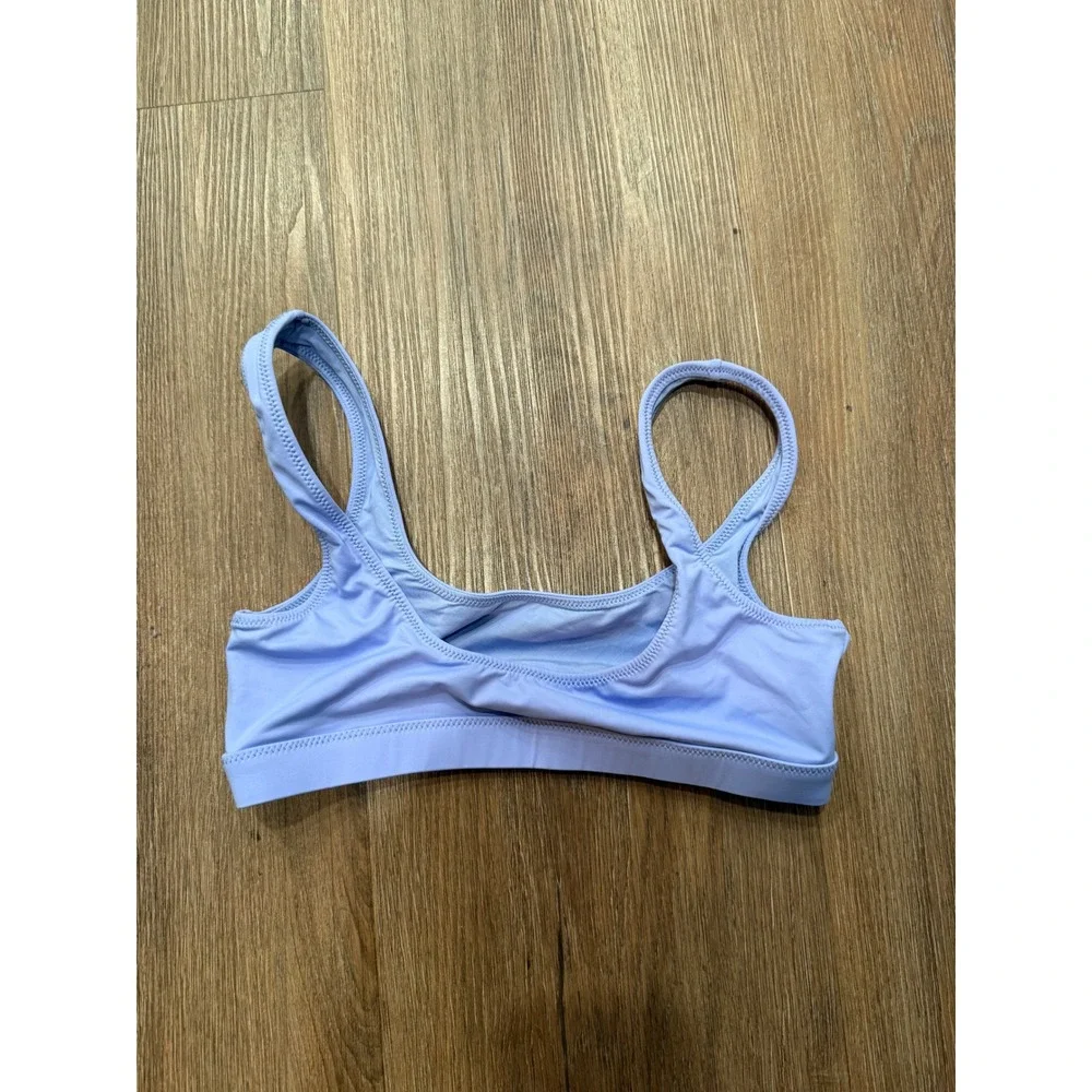 SKIMS Swim Scoop Neck Bikini‎ Top Light Blue Periwinkle Womens Size S Small